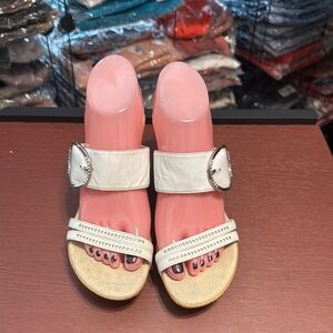 Elegant White Sandals with Studded Accents